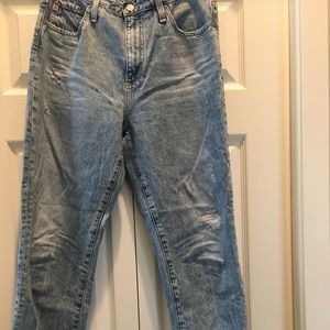 Aged denim mom jeans